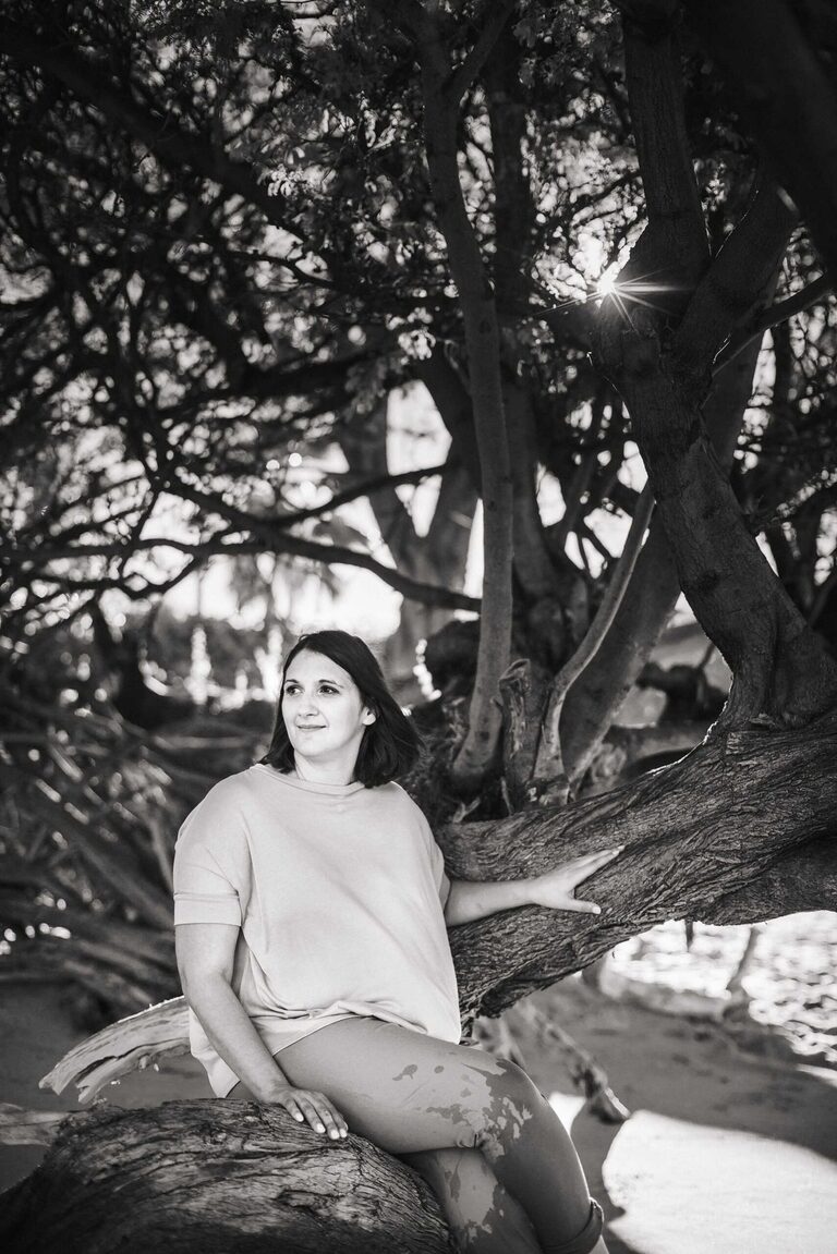 A woman looking peaceful in Hawaii.